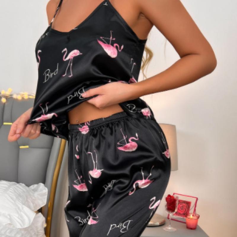 Women's Two-Piece Satin-Feel  Set Silk Floral Summer Lightweight comfortable - UK SELLER 5