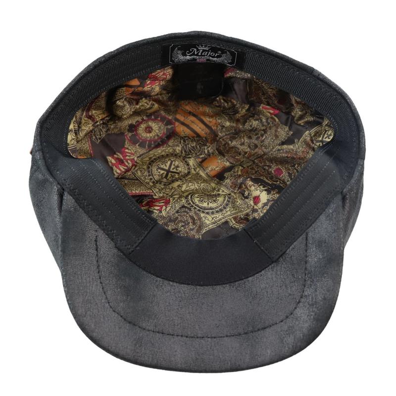 Men's 8 Panel Razor Baker Boy Hat PU Leather Blinders Newsboy Flat Cap Black Brown 7