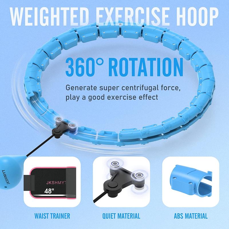 UK Seller - Smart Weighted Fit Hoop Plus Size for Adults Weight Loss, Hula Circle-2 in 1 Infinity Fitness Hoop, 28 Links Detachable & Size Adjustable, with Ball Auto Rotate 360 Degree for Women 5