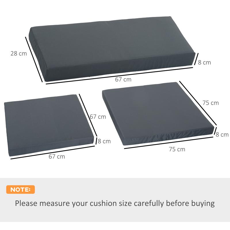 Outsunny Outdoor Cushion Pad Set for Rattan Furniture, 7 Piece Garden Furniture Cushions, Patio Conversation Set Cushions, Lightweight and Durable, Grey 2