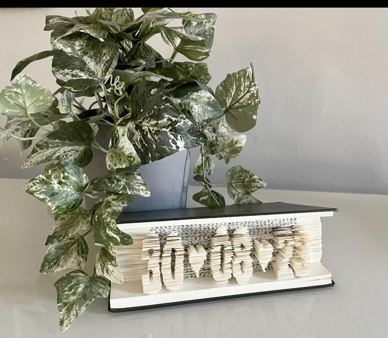 BOOK ART ~ Horizontal DATE with PLAIN HEARTS inbetween 0