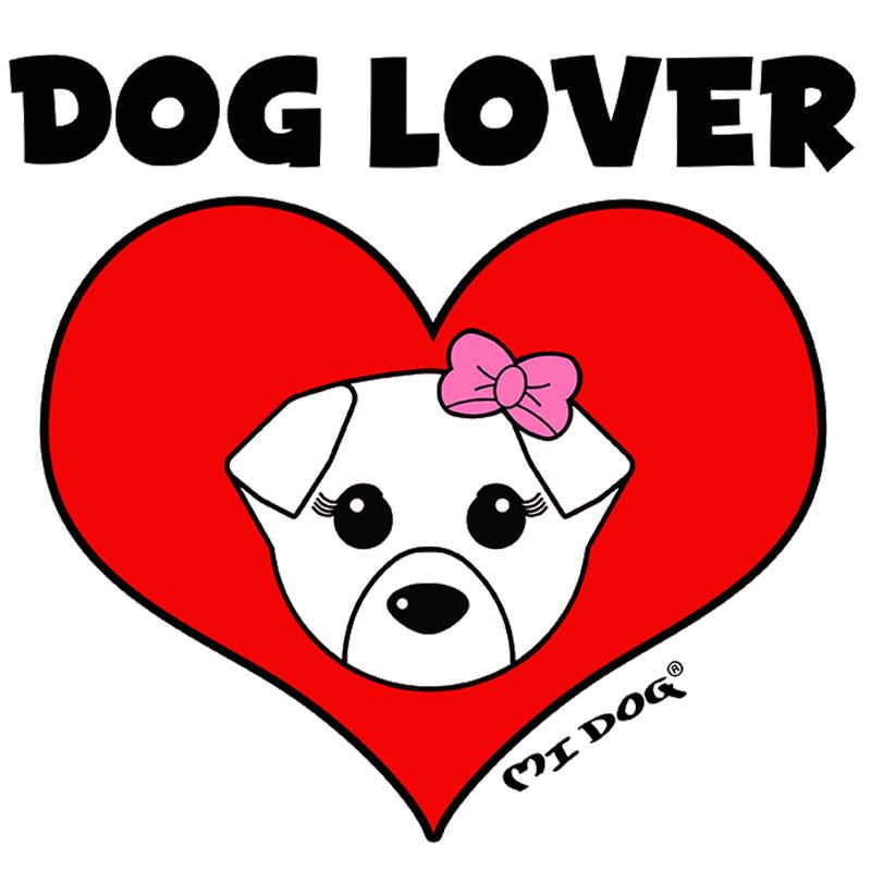 Mi Dog, Girls, Dog Lover With Heart , Regular Fit T-Shirt, White 2