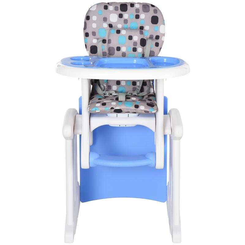 HOMCOM 3 in 1 Convertible Baby High Chair Toddler Table Chair Infant Feeding Seat Removable Food Tray Safety Harness Blue 7