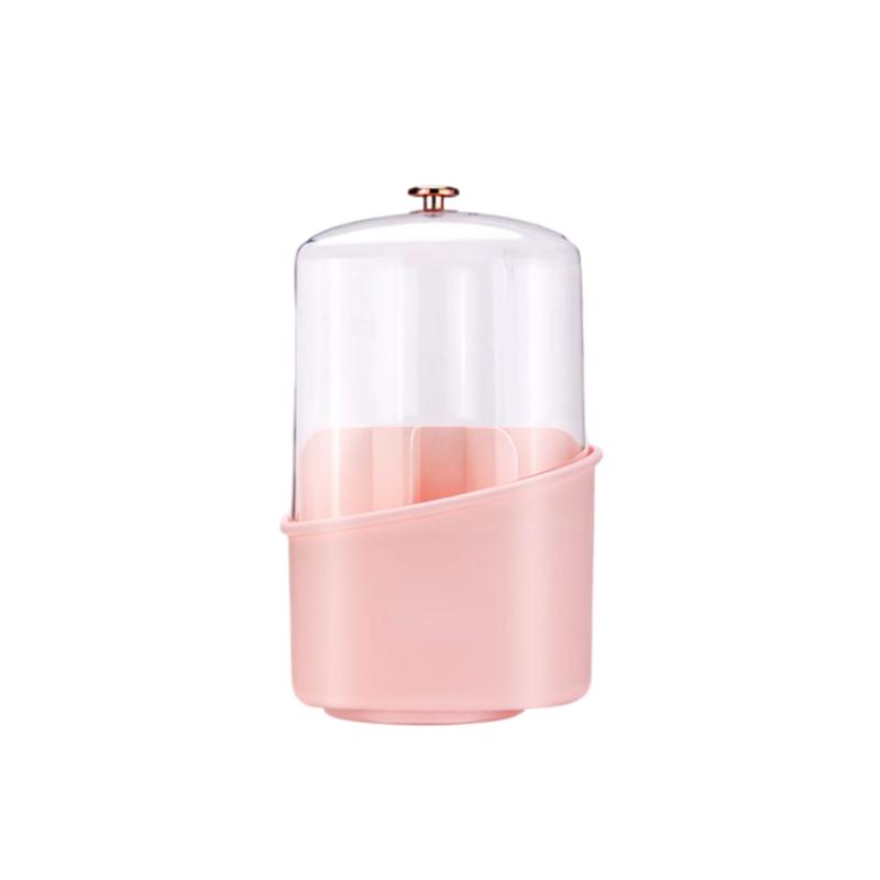 【UK Local Seller】360° Rotating Makeup Brushes Holder Portable Desktop Makeup Organizer Cosmetic Storage Box Pink 4