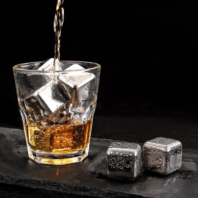 Stainless Steel Metal Ice Cubes Reusab leLuxury Gift Set ,  Ice Cubes for Whiskey,Wine & Gin & Tonic Metal Ice,Cubes with Quick Freeze Drinking Cooler Rocks, Nature Stainless Steel Color Utensils Beverage Birthday Reusable Traditional 5