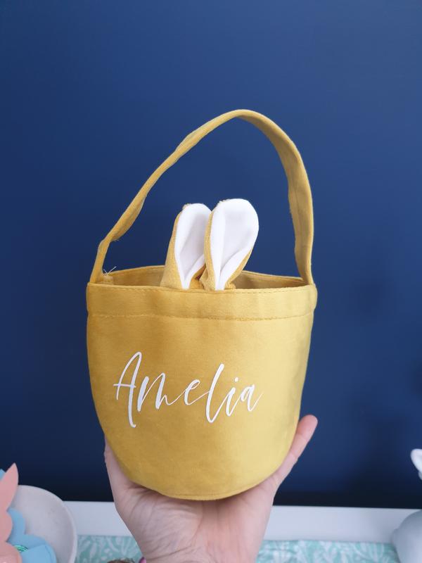 Personalised Easter Bunny Velvet Treat Basket Bags - 5 COLOURS AVAILABLE - Children's Gifts 3