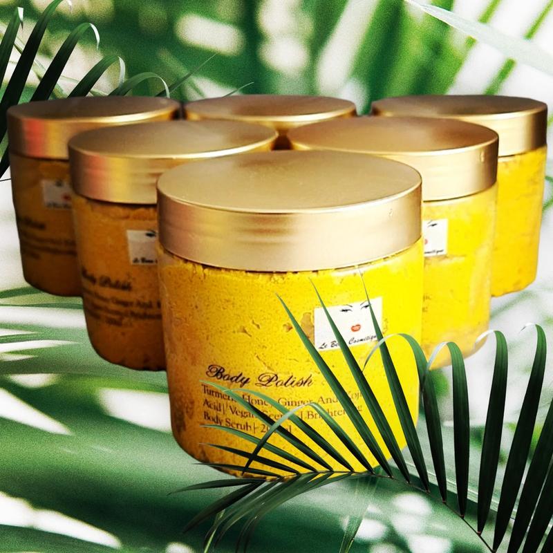 Turmeric Ginger And Kojic Body Polish|Vegan-Scented Honey Ginger Tumeric And Kojic Body Scrub| 250ml Body Care Essence Skincare Gentle Nourishing Olive Skin Repair Cosmetic Cleansing Cleanser Sugar 6
