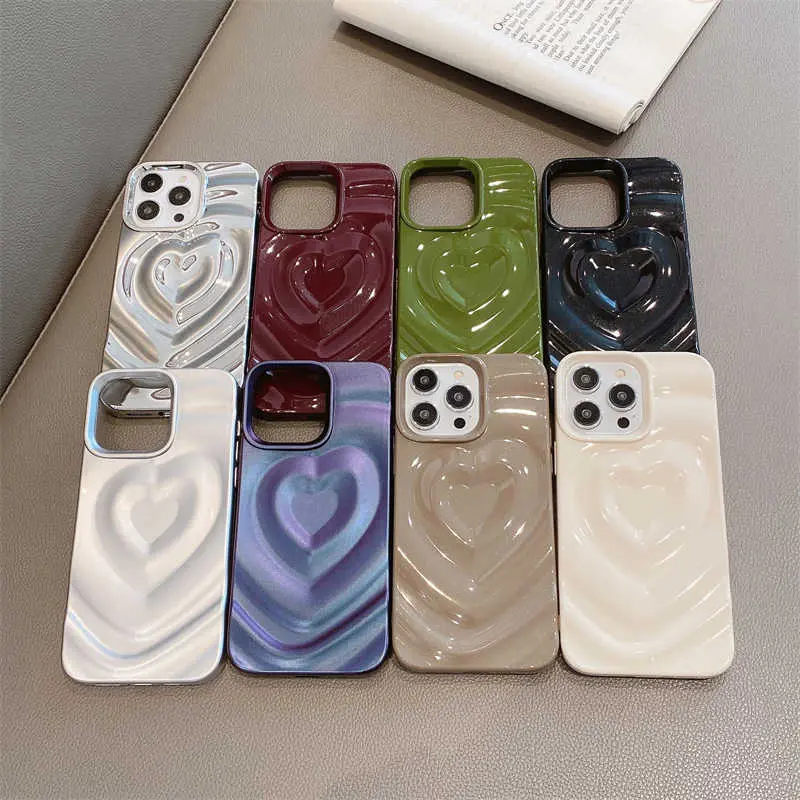 Three-dimensional love pattern is suitable for iphone11/13/12/14 mobile phone case anti-drop 13Pro protective cover