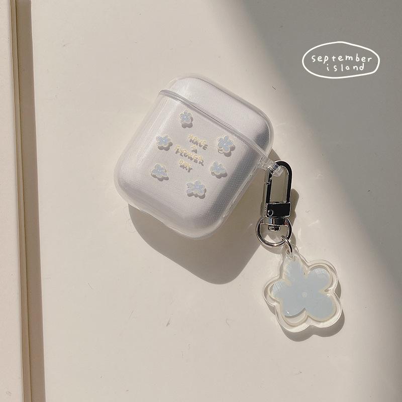 Product Introduction of Cute Fresh Flower Earphone Case For AirPods 1 2 Pro Case Transparent TPU Air pods 3 Bluetooth Earphone Charging Box With Keyring 4