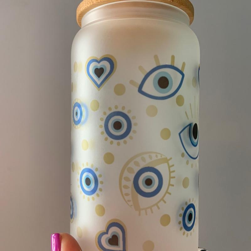 Evil Eye Libbey Can Glass Cup 16oz 6