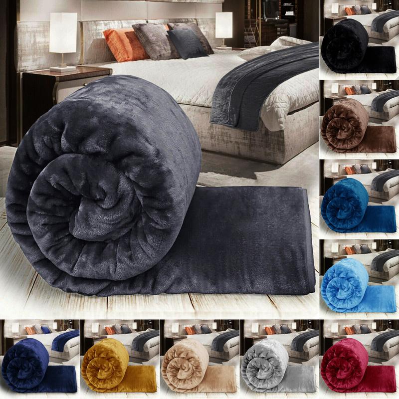 Double & King Size Faux Fur Fleece Mink Blanket Soft Warm Large Sofa Bed Throw 1