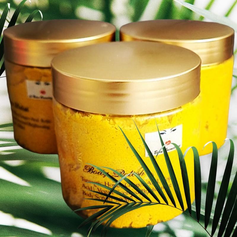 Turmeric Ginger And Kojic Body Polish|Vegan-Scented Honey Ginger Tumeric And Kojic Body Scrub| 250ml Body Care Essence Skincare Gentle Nourishing Olive Skin Repair Cosmetic Cleansing Cleanser Sugar 3