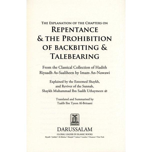 Explanation of Riyad-us-Saliheen,Repentance & The prohibition of backbiting & TaleBearing 1