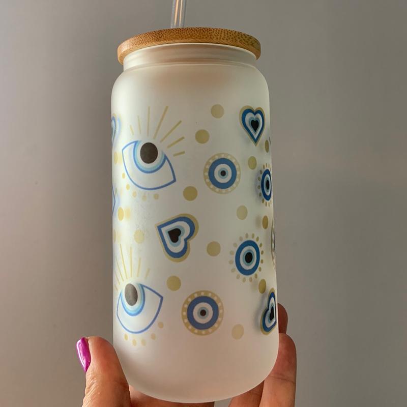 Evil Eye Libbey Can Glass Cup 16oz 0