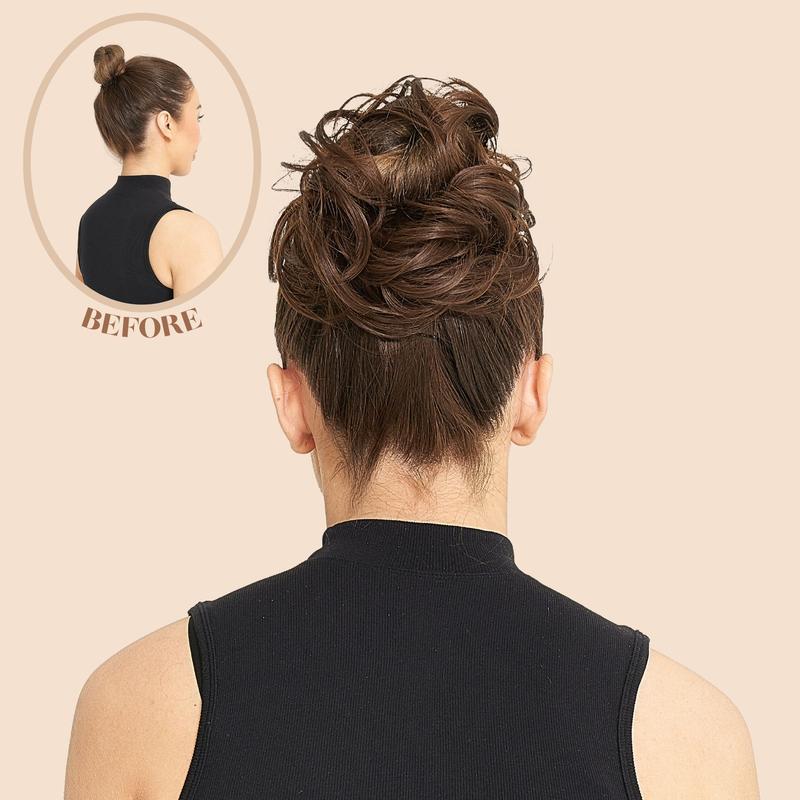Large Curly Wavy Synthetic Hair Scrunchie - Messy Bun 1