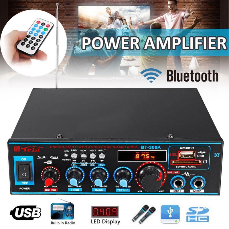 Product Introduction of 800W BT-309A Bluetooth Amplifiers HIFI USB FM Radio Car Audio Amplificador De Audio Subwoofer 12/220V HIFI 2 CH Home Theater Amp Connection Durable 34