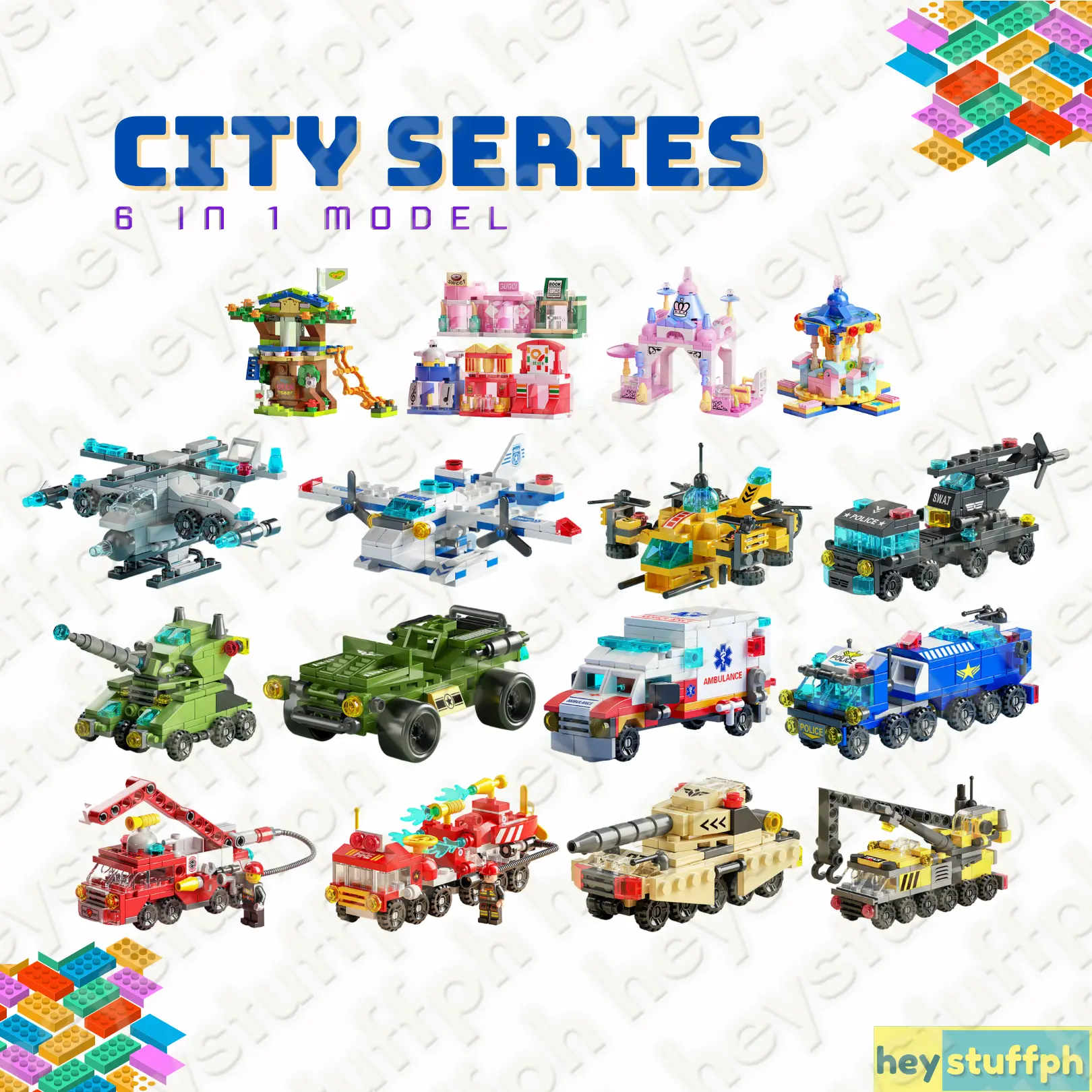 Building Blocks 6 in 1 City Series Educational Toys LELE Brother