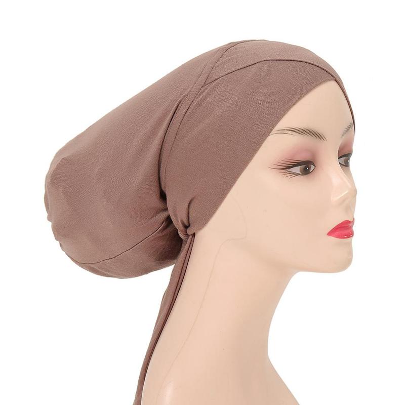 Modal Instant Hijab Elastic Hijabs Lace Up Cross Underlay Hat Cord Solid Adjustable Hijabs Inner Hijab for Graduation Casual Inner TUTU 2