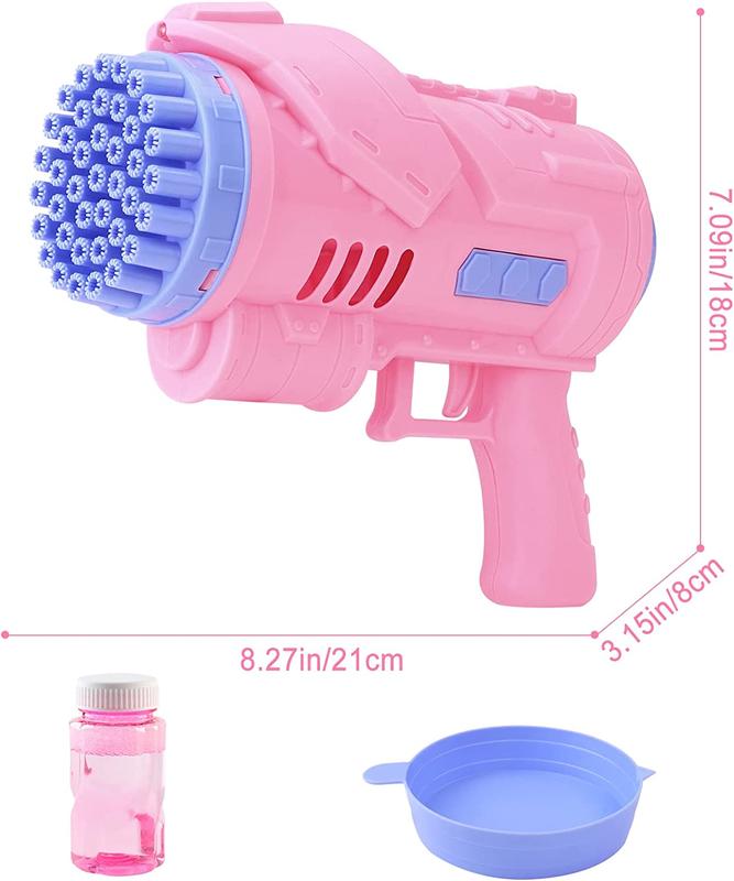 BM-2P and BM-2B 40 Holes Bubble Machine  Pink Bubble with Lights/Bubble Solution for Adults Kids Summer Toy Gift for Outdoor Indoor Birthday Party 3