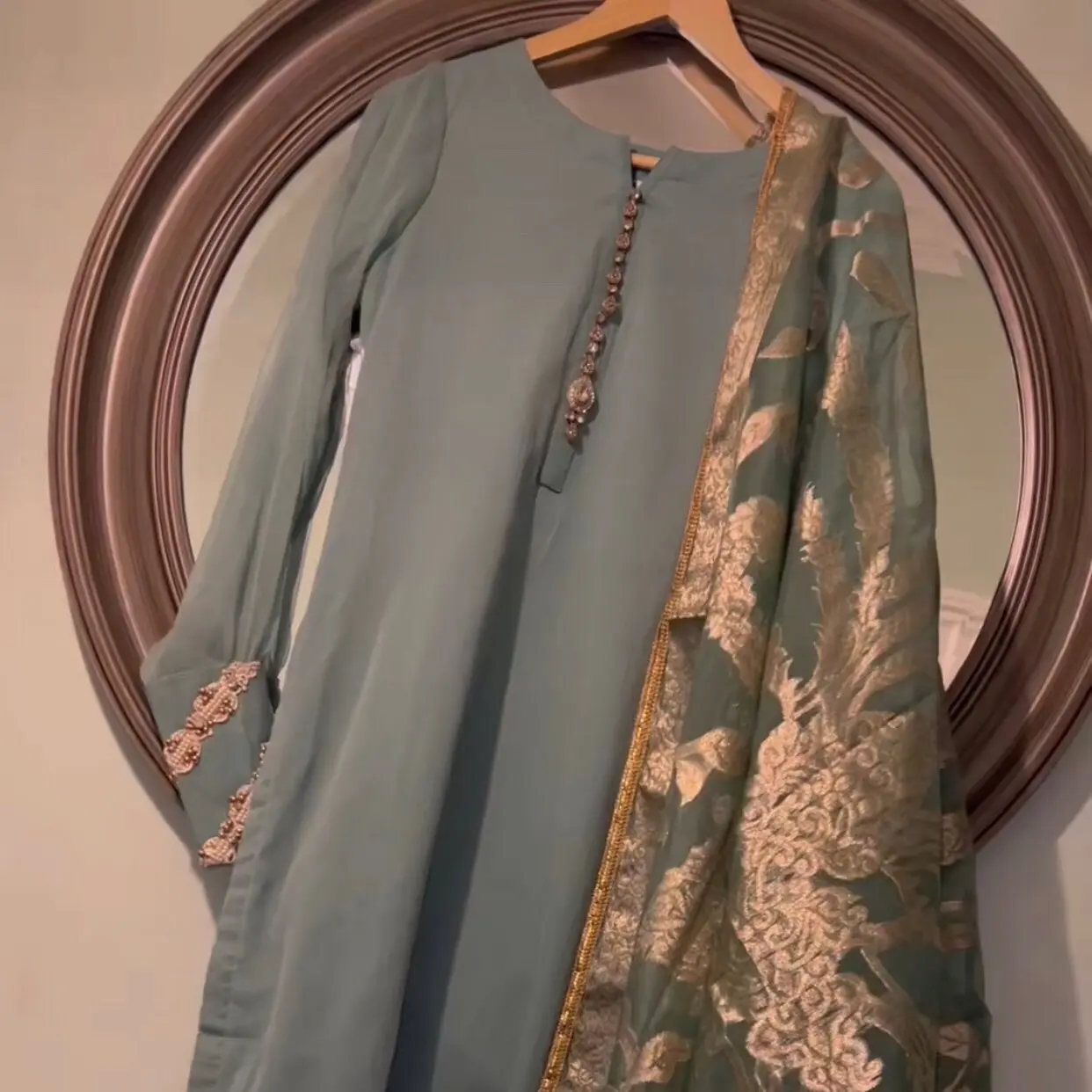 Narissa Pakistani Indian Eid suit  with palazzo and statement banarsi dupatta
